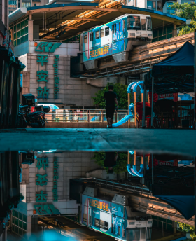 A train and its reflection