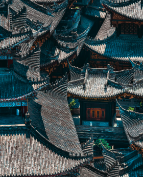 Layered tiled rooftops