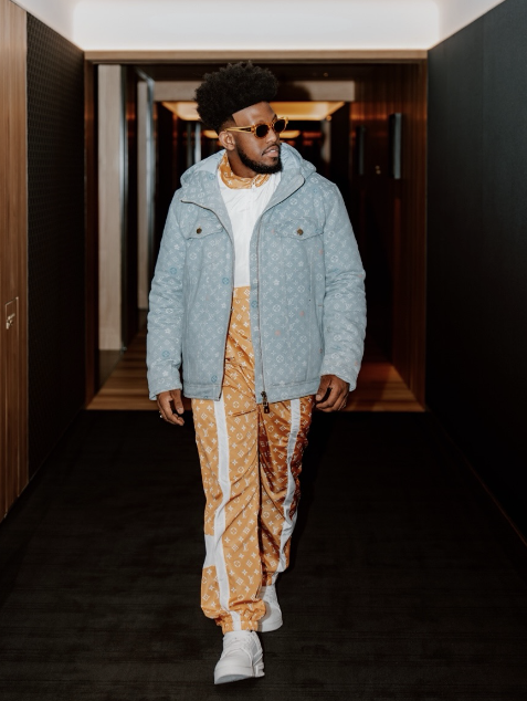 A fashion portrait in a hallway